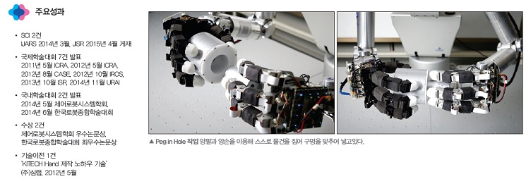 ֿ伺, SCI 2 IJARS 2014 3, JISR 2015 4 , мȸ 7 ǥ 2011 5 ICRA, 2012 5 ICRA, 2012 8 CASE, 2012 10 IROS, 2013 10 ISR, 2014 11 URAI, мȸ 2 ǥ 2014 5 κýȸ, 2014 6 ѱκмȸ,  2 κýȸ , ѱκмȸ ֿ,  1ǡKITECH Hand  Ͽ